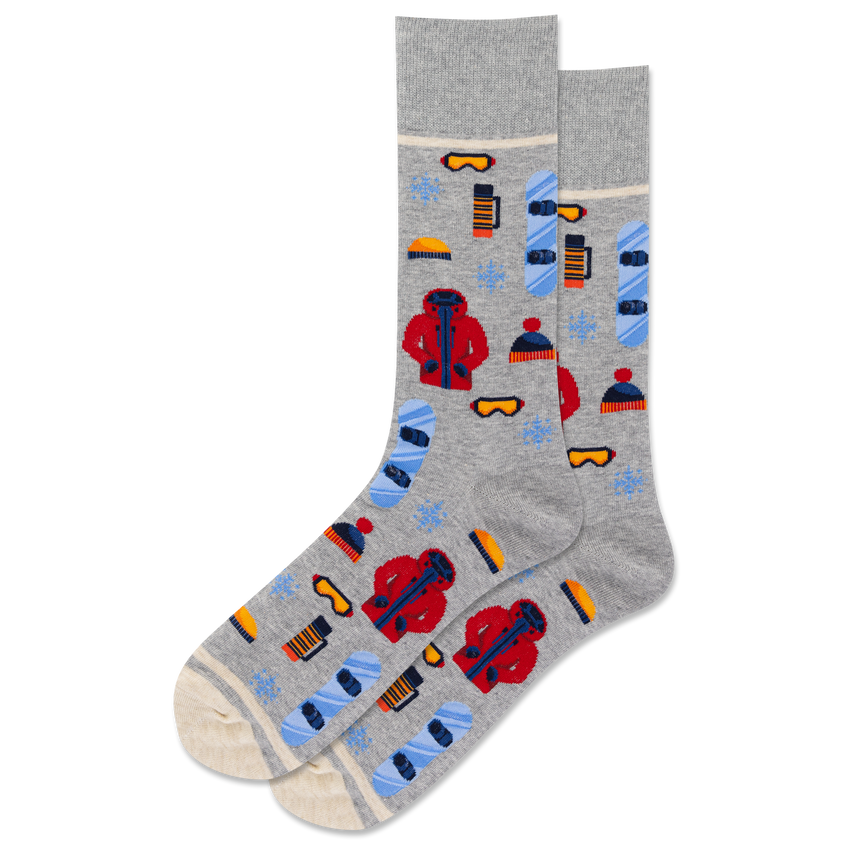 hot sox HOTSOX Men's Snowboarder Crew Socks GRAY