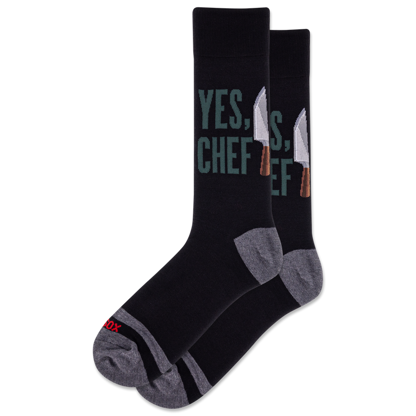 hot sox HOTSOX Men's Yes Chef Crew Socks Black