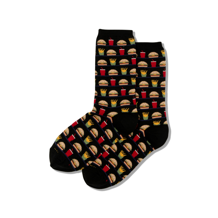 hot sox HOTSOX Women's Fast Food Crew Socks BLACK