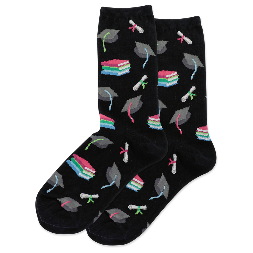 hot sox HOTSOX Women’s Graduation Crew Socks Black
