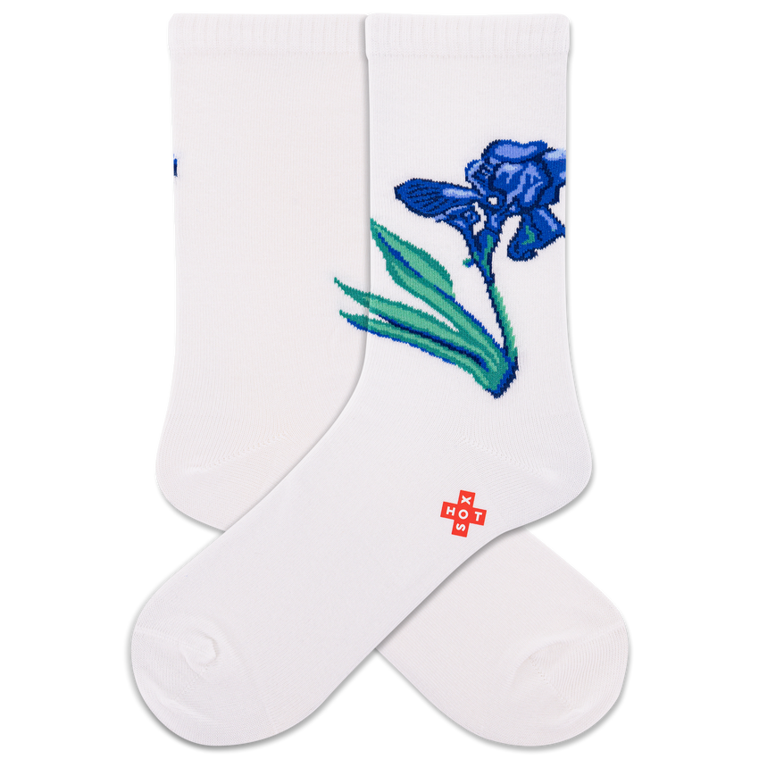 hot sox HOTSOX Women's Irises Crew Socks White