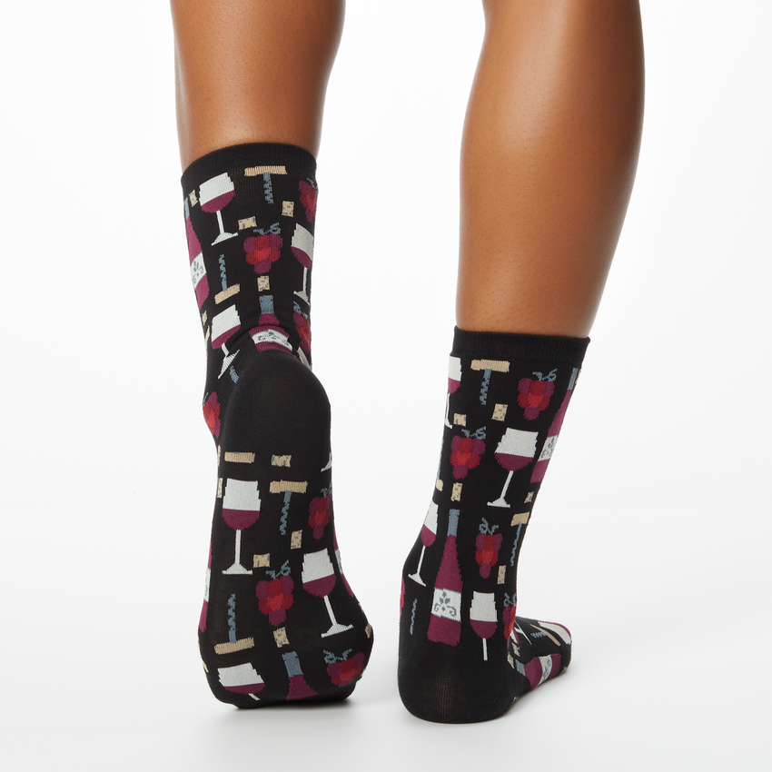 Hot Sox HOTSOX Women's Wine Crew Socks BLACK
