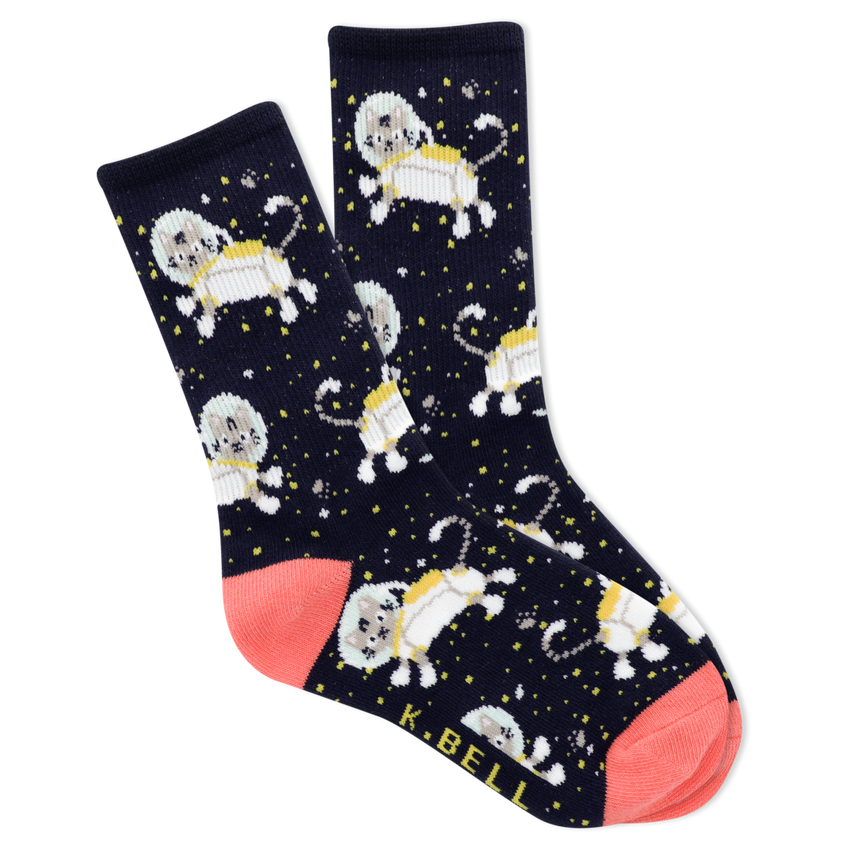 hot sox K.Bell Kid's Space Kitty Crew Socks Navy