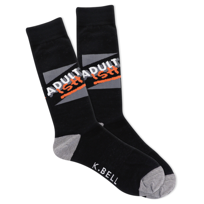 hot sox K.Bell Men's Adultish Crew Socks Black