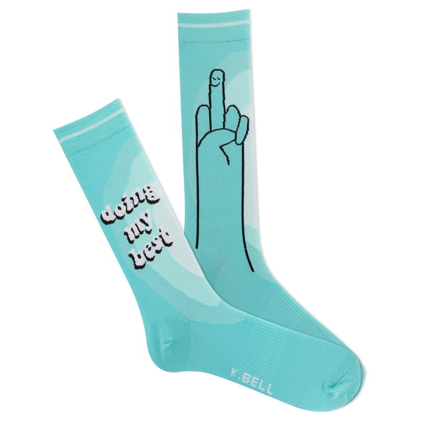 hot sox K.Bell Men's Doing My Best Crew Socks BLUE
