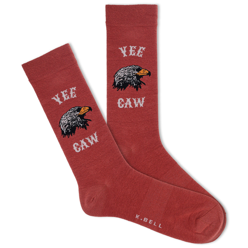 hot sox K.Bell Men's Yee Caw Crew Socks Paprika