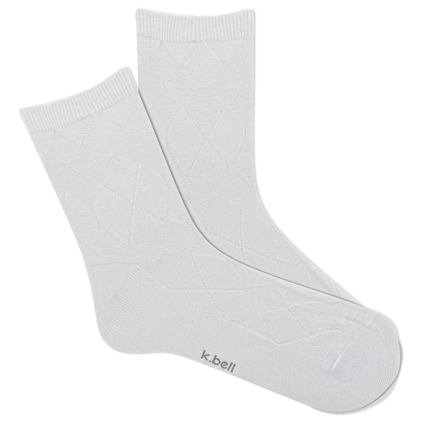 hot sox K.Bell Women's Argyle Texture Anklet White