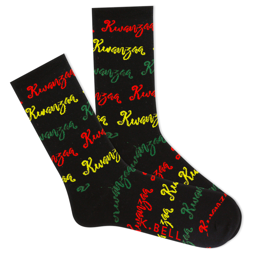 hot sox K.Bell Women's Kwanzaa Crew Socks Black