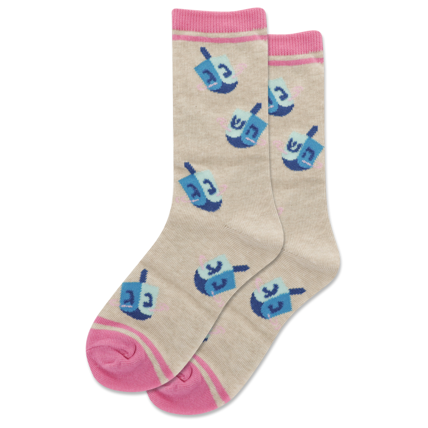 hot sox HOTSOX Kid's Dreidel Crew Socks Natural Melange
