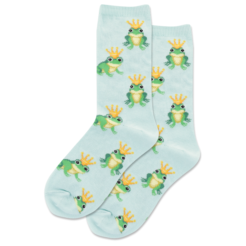 hot sox HOTSOX Kid's Frog Prince Crew Socks Light Blue