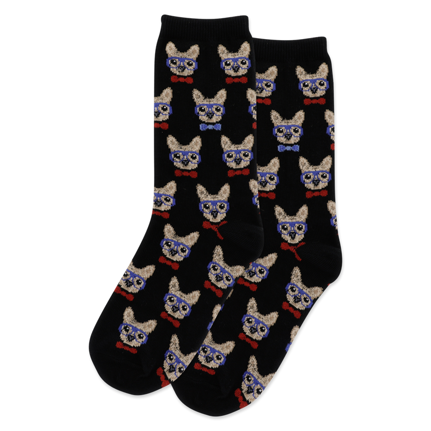 hot sox HOTSOX Kid's Smart Frenchie Crew Socks Black