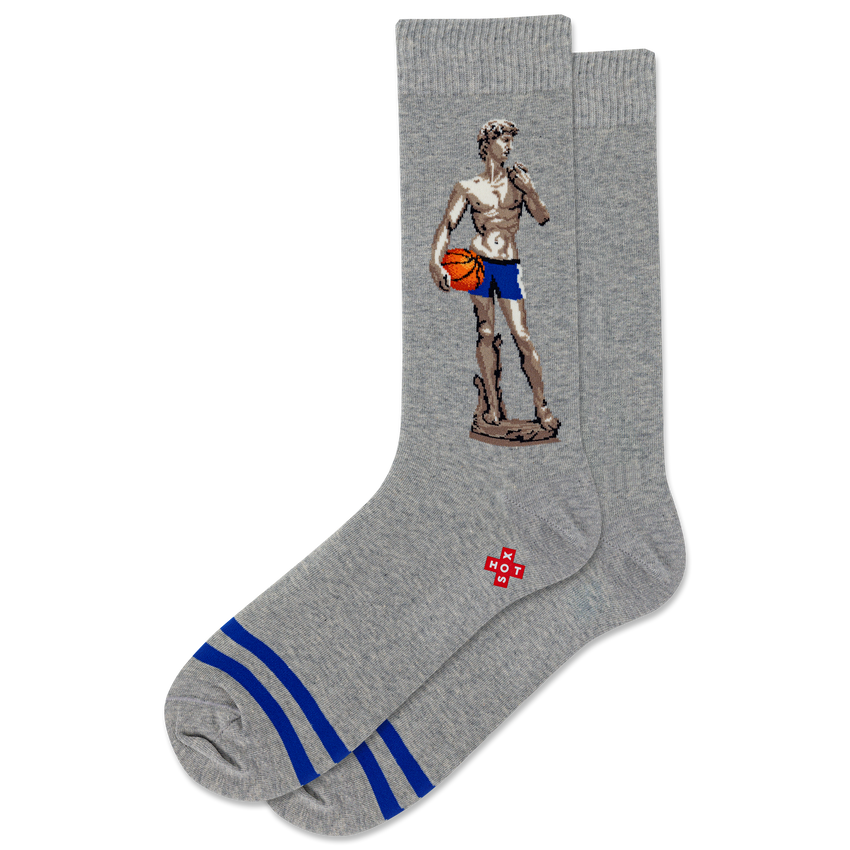 hot sox HOTSOX Men's Baller David Crew Socks Grey Heather