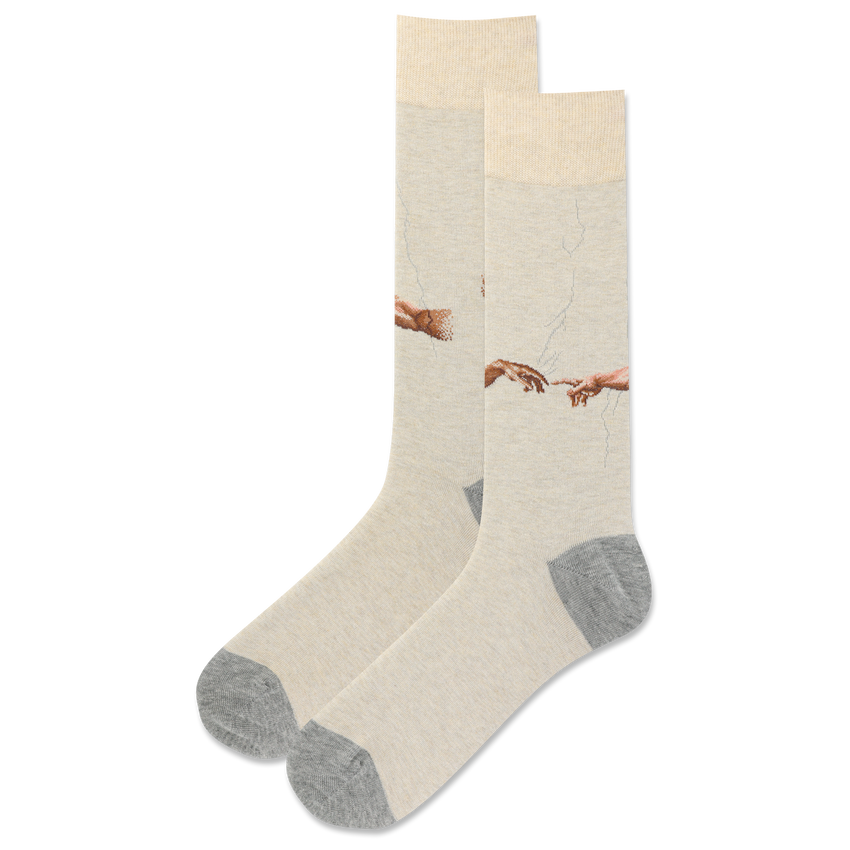 hot sox HOTSOX Men's Creation of Adam Crew Socks Beige