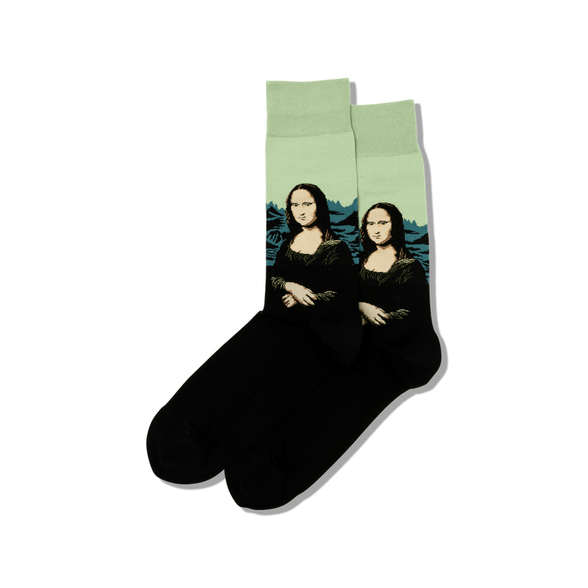 hot sox HOTSOX Men's Da Vinci's Mona Lisa Socks Green