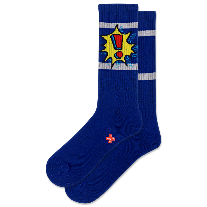 hot sox HOTSOX Men's Exclamation Active Crew Socks Blue