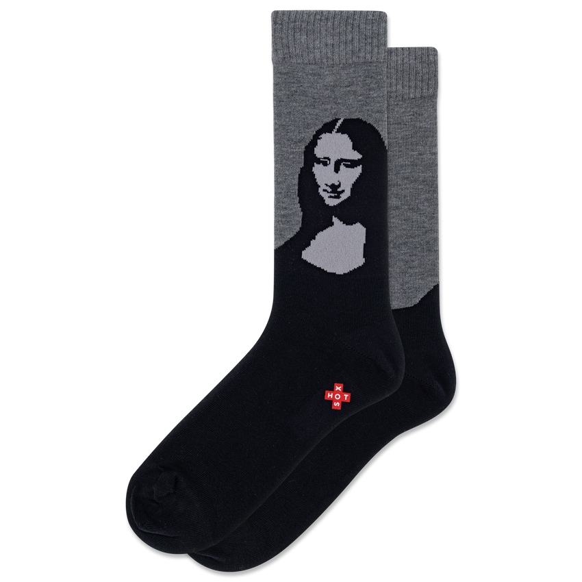 hot sox HOTSOX Men's Mona Lisa Grey Crew Socks Black