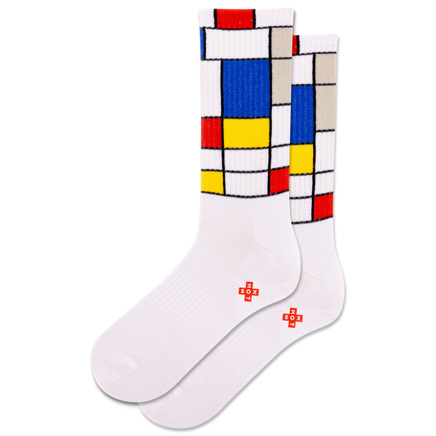 hot sox HOTSOX Men's Mondrian Active Crew Socks WHITE