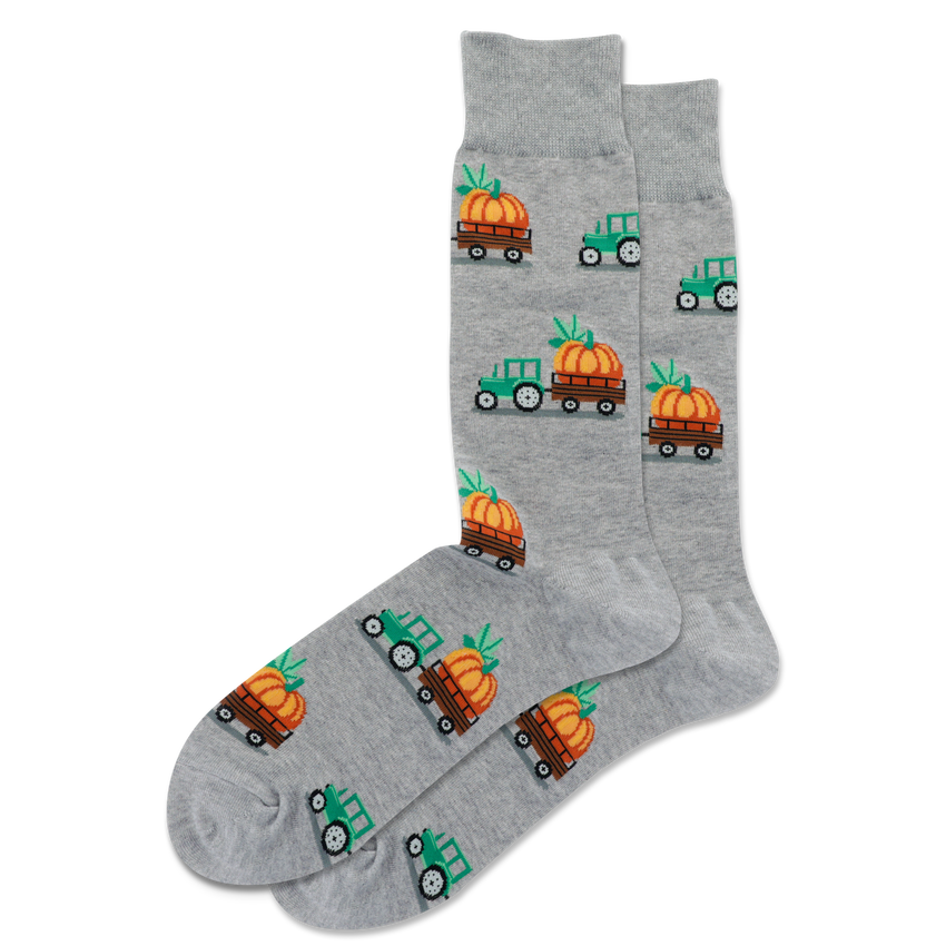 hot sox HOTSOX Men's Pumpkin Hayride Crew Socks GRAY