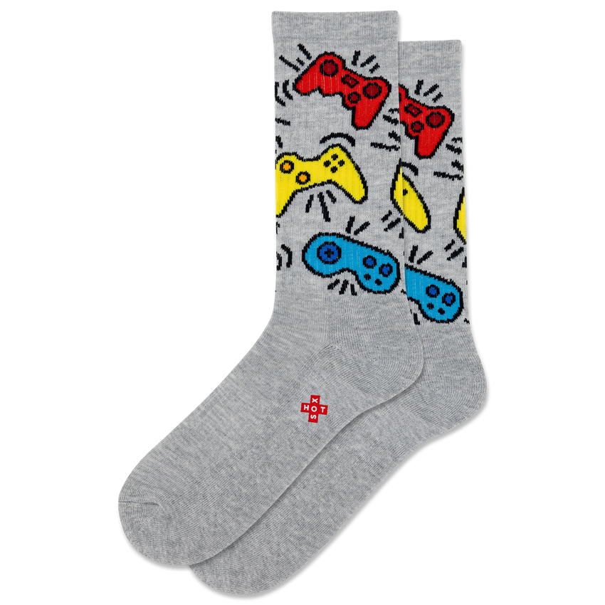 hot sox HOTSOX Men's Radiant Gamer Active Crew Socks Grey Heather