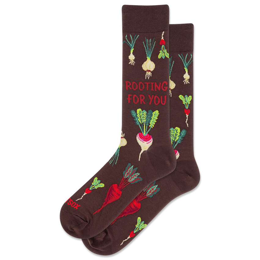 hot sox HOTSOX Men's Rooting For You Crew Socks Brown