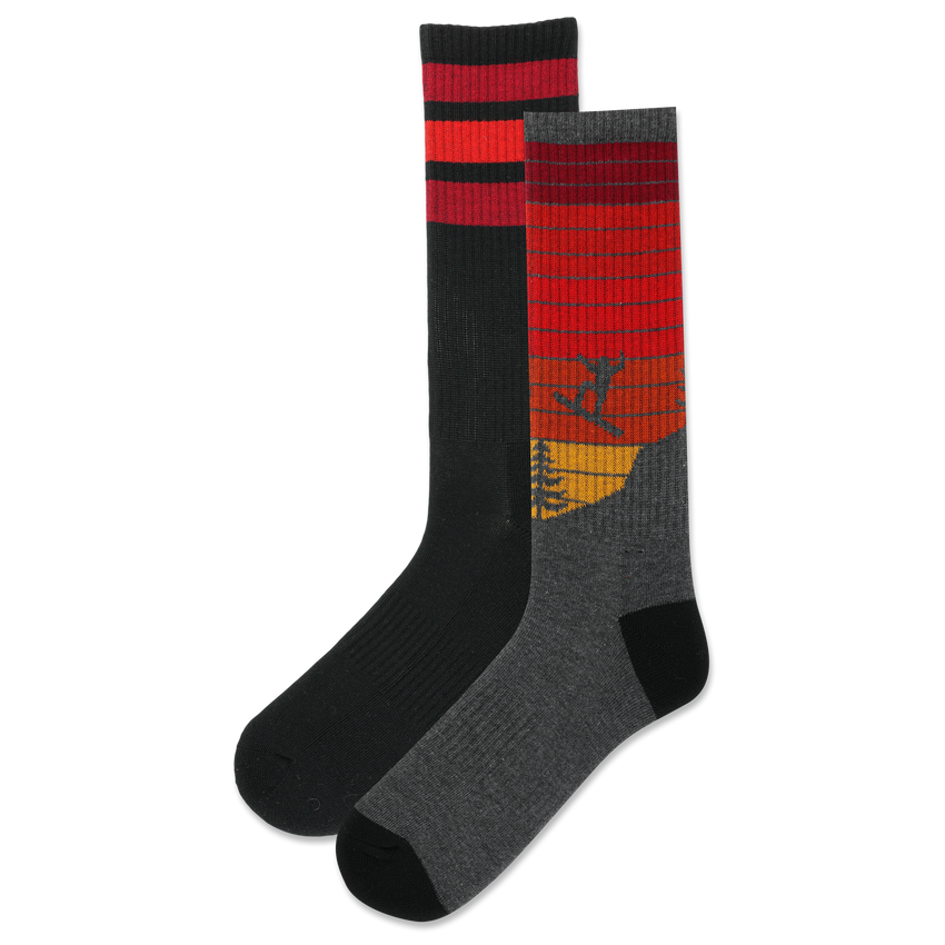hot sox HOTSOX Men's Snowboarder Crew Socks 2 Pair Pack Grey