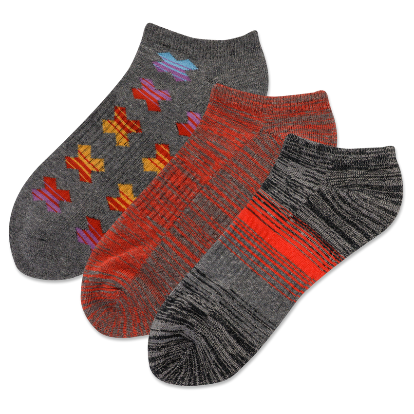 hot sox HOTSOX Men's X Logo 3 Pack Low Cut Socks Gray