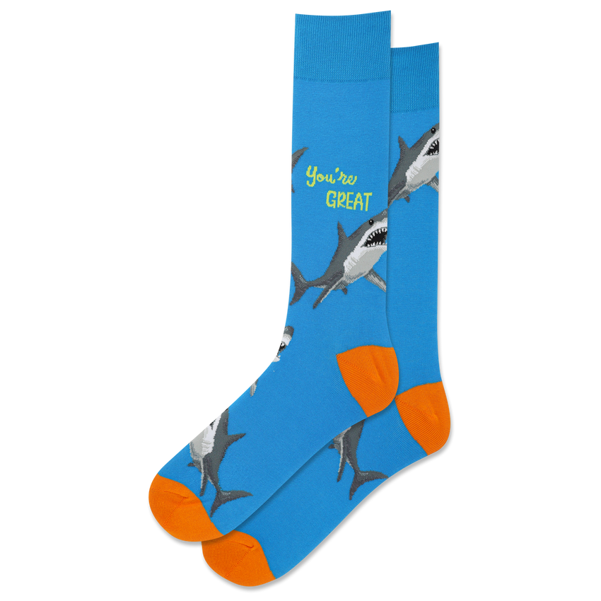 hot sox HOTSOX Men's You're Great Crew Socks Turquoise