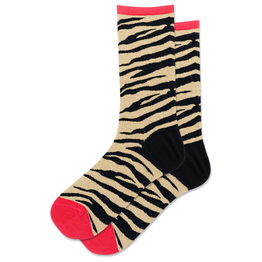 hot sox HOTSOX Women's Animal Print Crew Socks Beige