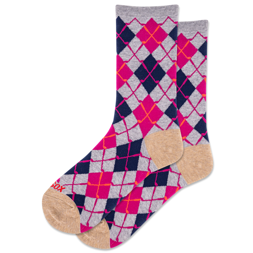 hot sox HOTSOX Women's Argyle Golf Crew Socks Grey Heather