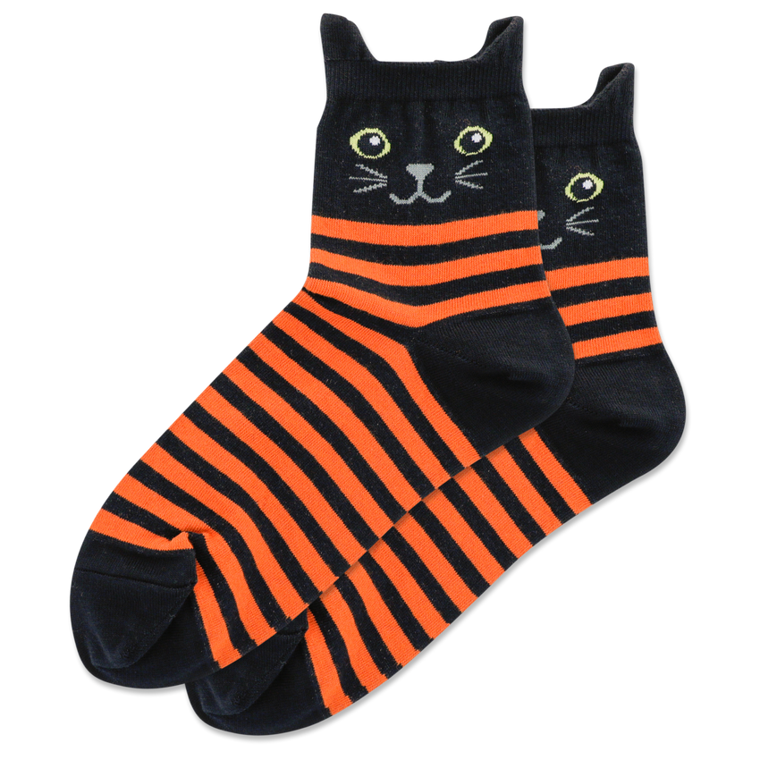 hot sox HOTSOX Women's Cat Stripe Anklet Socks Black