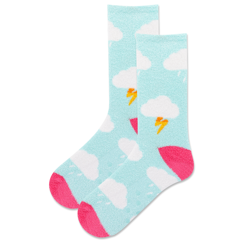 hot sox HOTSOX Women's Clouds Non-Skid Slipper Sock BLUE