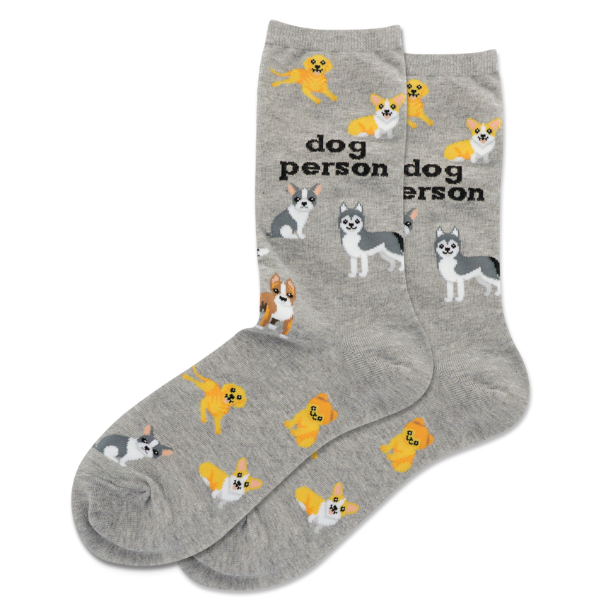 hot sox HOTSOX Women's Dog Person Crew Socks Gray Heather