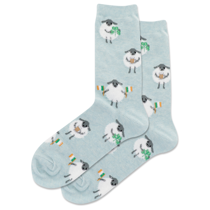 hot sox HOTSOX Women's Fuzzy Irish Sheep Crew Socks GREEN