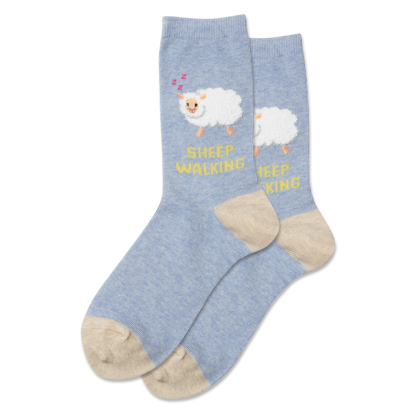 hot sox HOTSOX Women's Fuzzy Sheep Walking Crew Socks BLUE