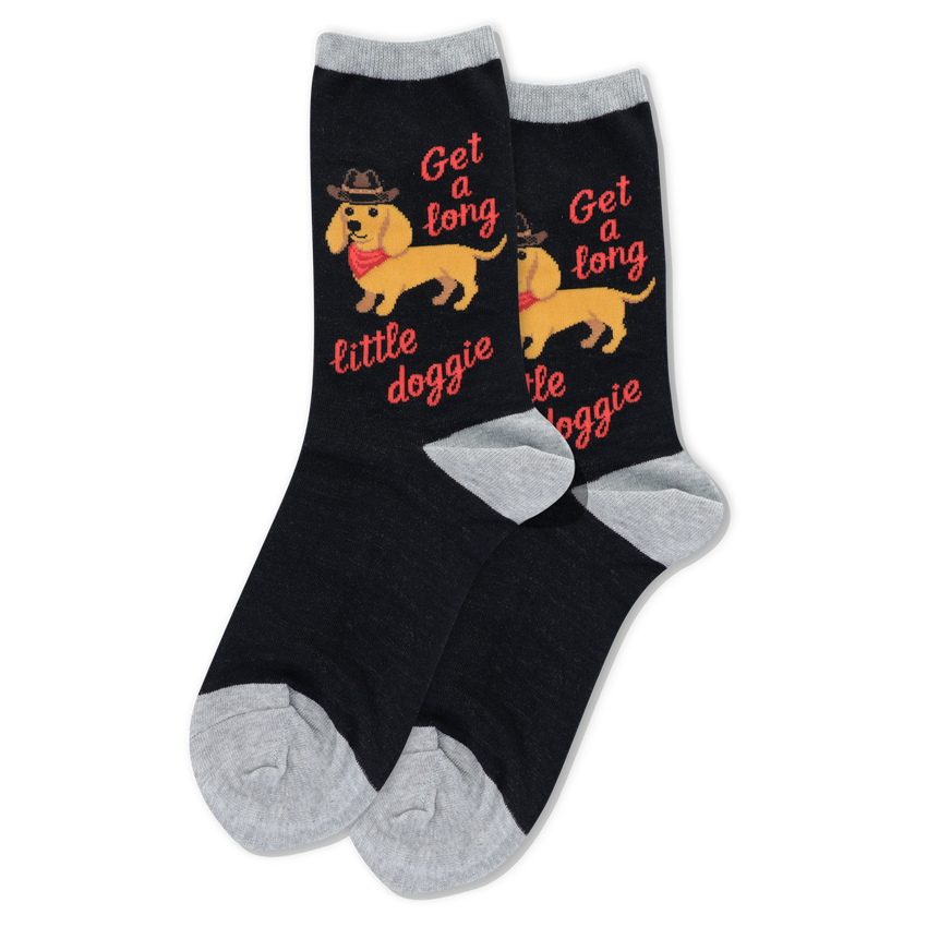 hot sox HOTSOX Women's Get a Long Little Doggie Socks BLACK