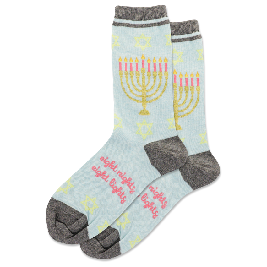 hot sox HOTSOX Women's Menorah Crew Socks Mint Melange