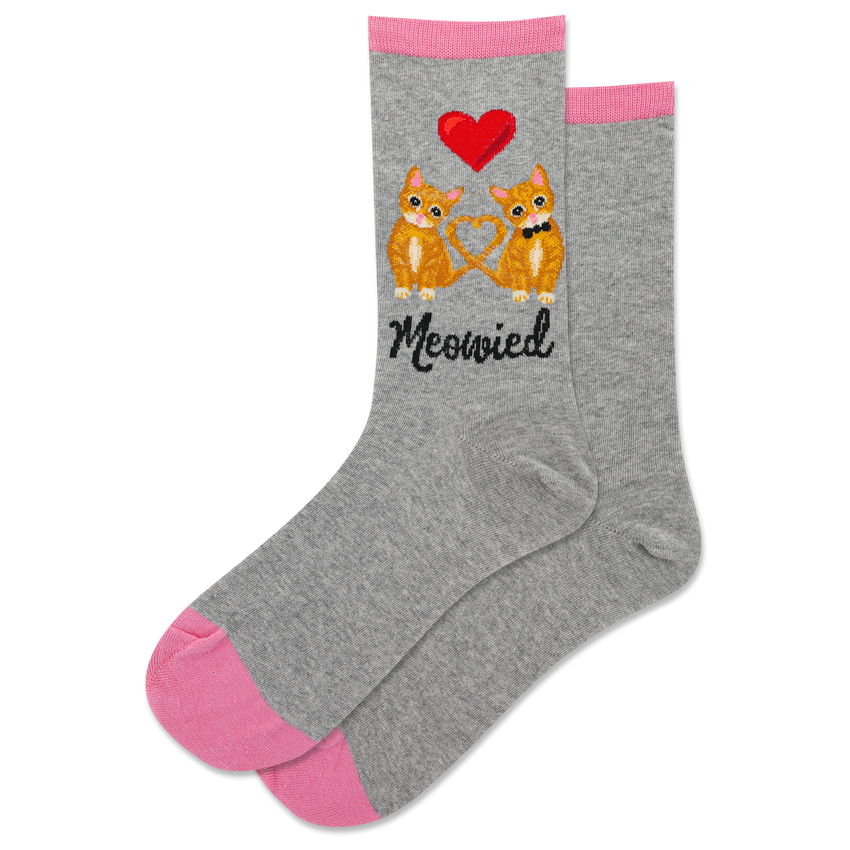 hot sox HOTSOX Women's Meowied Crew Socks Gray Heather
