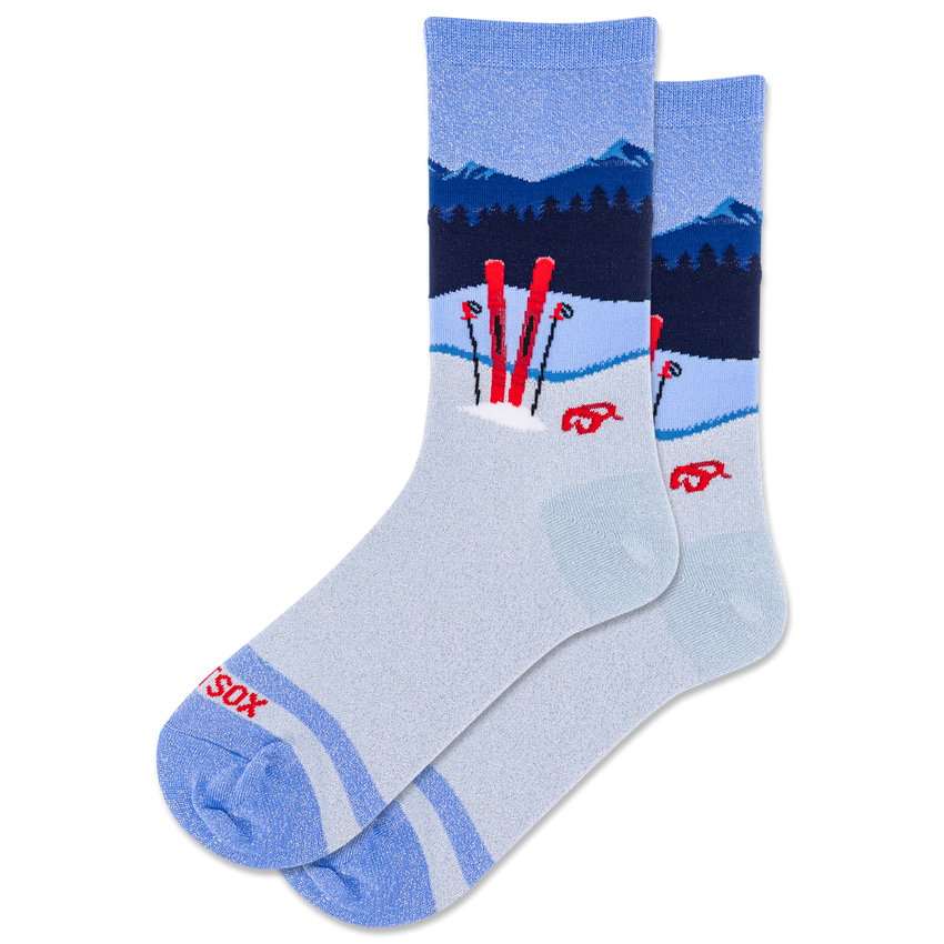hot sox HOTSOX Women's Metallic Ski Crew Socks Blue