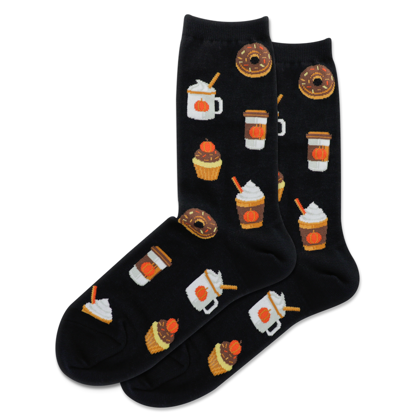 hot sox HOTSOX Women's Pumpkin Spice Crew Socks Black