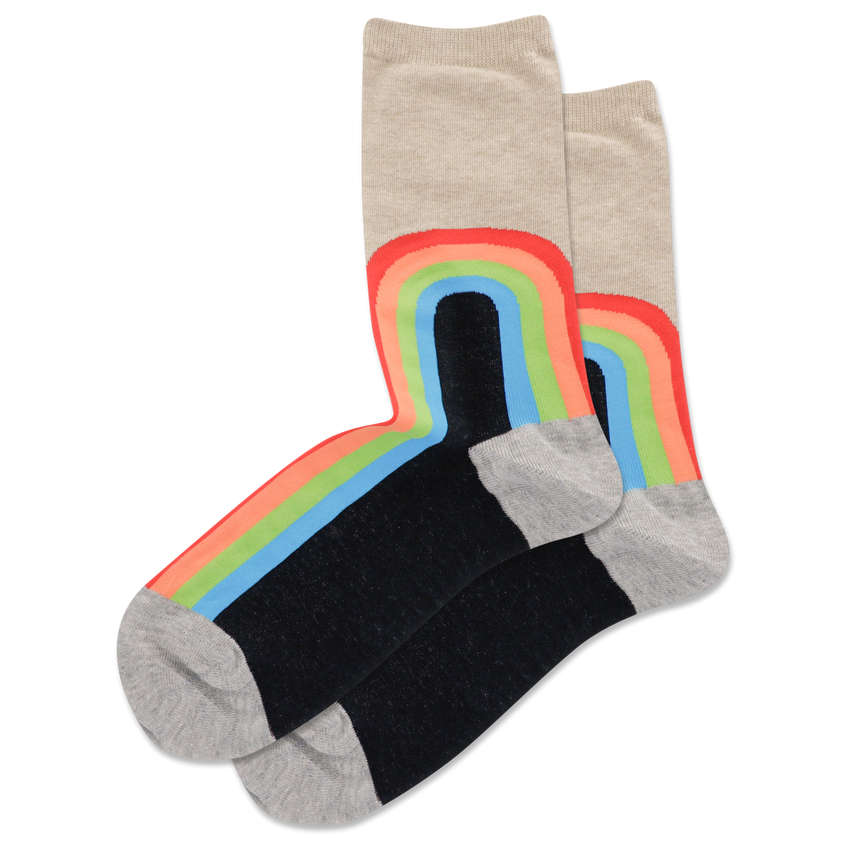hot sox HOTSOX Women's Rainbow Crew Socks Hemp Heather
