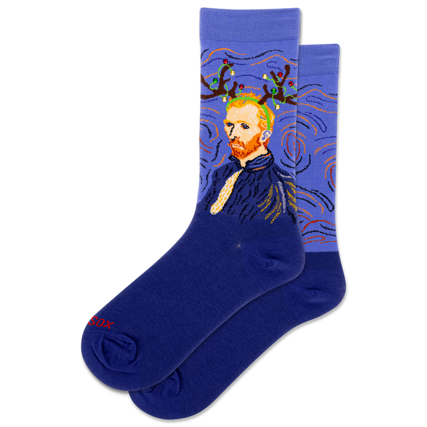 hot sox HOTSOX Women's Reindeer Van Gogh Crew Socks BLUE