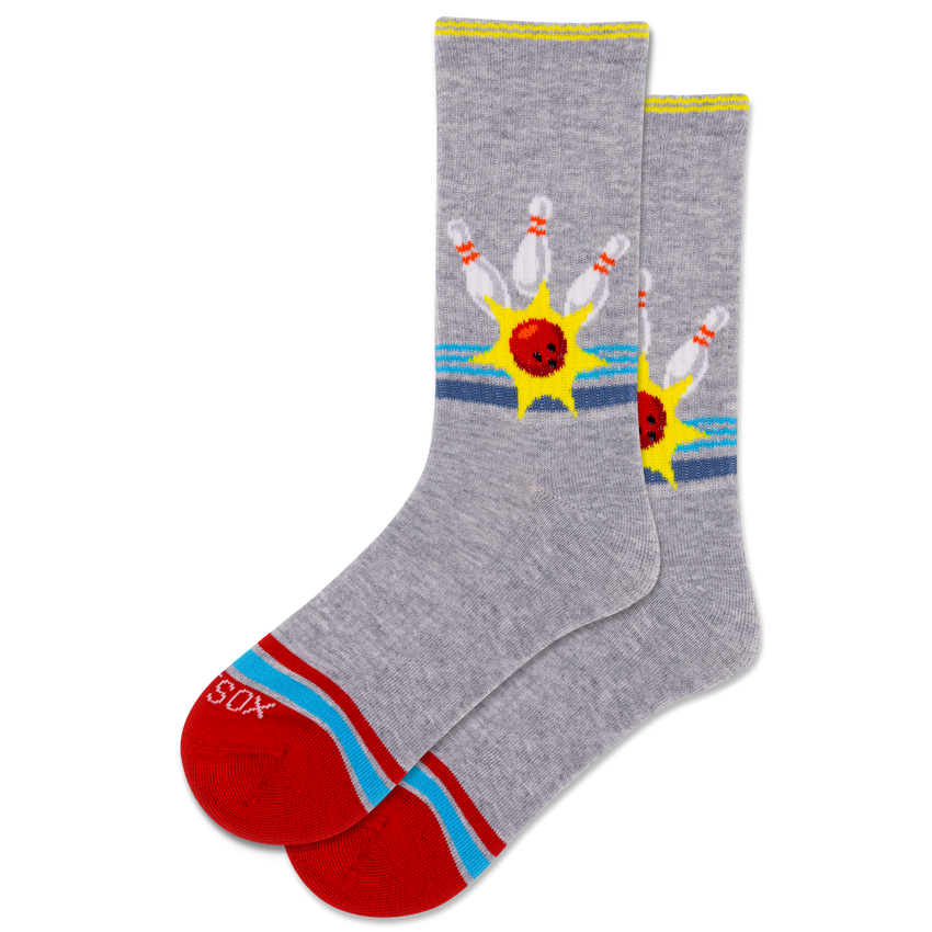 hot sox HOTSOX Women's Retro Bowling Crew Socks Grey
