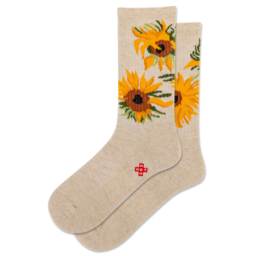 hot sox HOTSOX Women's Sunflower Active Crew Socks WHITE