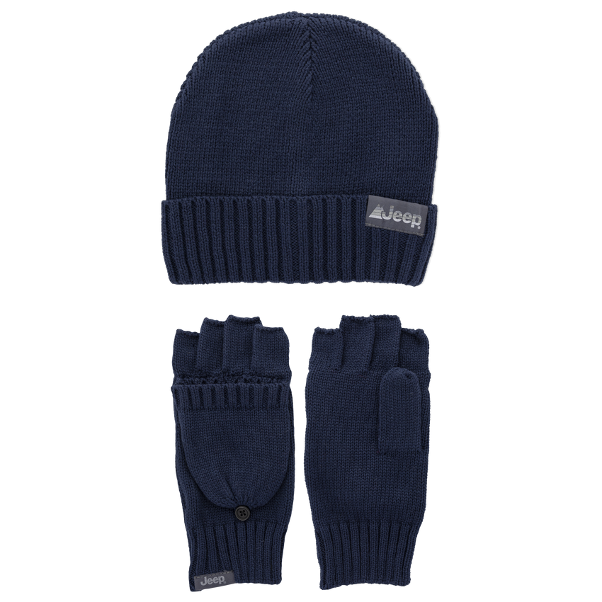 hot sox Jeep® 2 Piece Beanie and Convertible Glove Set BLUE