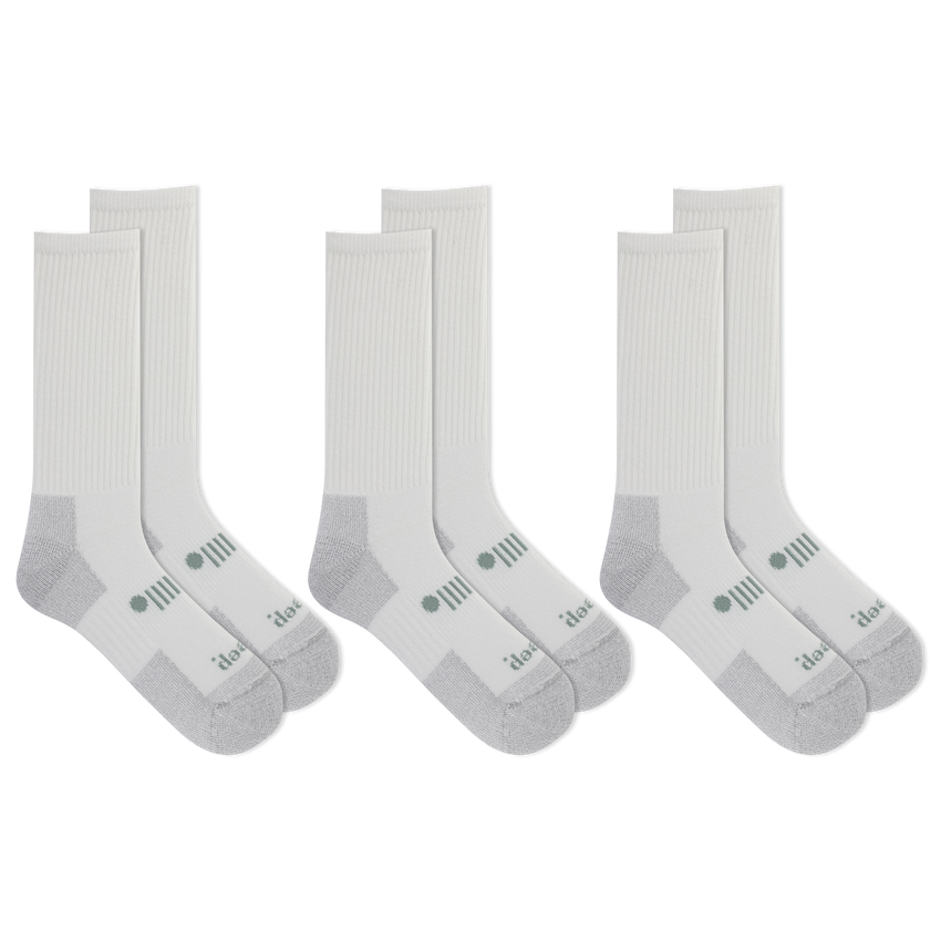 hot sox Jeep® Men's Classic Cotton Crew Socks 3 Pair Pack Made in USA - Moisture Wicking Cushioned Comfort WHITE