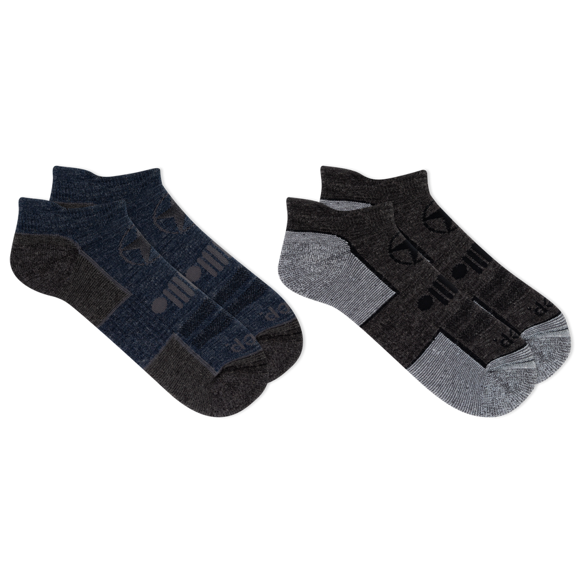 hot sox Jeep® Men's Wool Blend Trail No Show Socks 2 Pair Pack - Breathable Cushioned Comfort BLUE