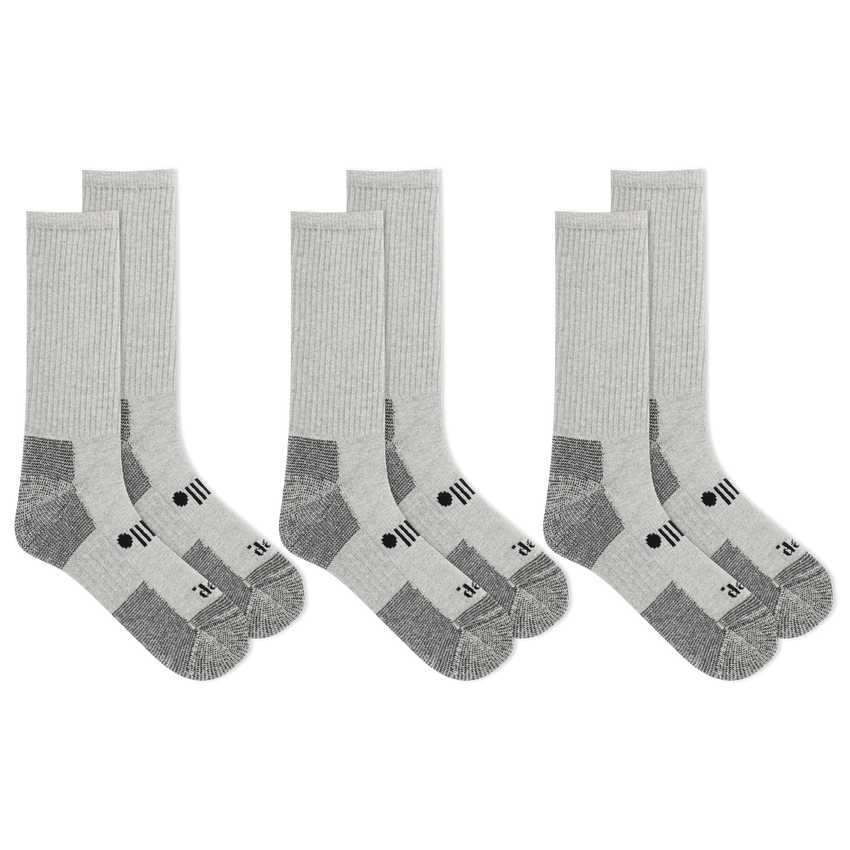 hot sox Jeep® Women's Classic Cotton Crew Socks 3 Pair Pack Made in USA - Moisture Wicking Cushioned Comfort GRAY