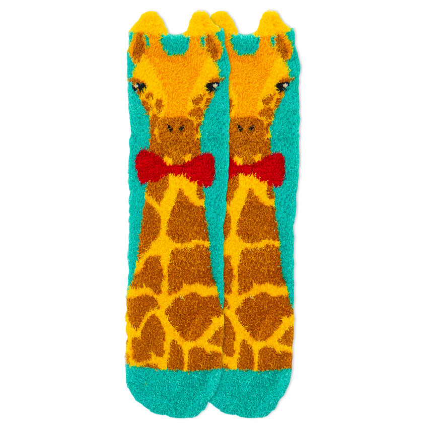 hot sox K.Bell Kids' Giraffe Cozy Crew Socks Lagoon Blue