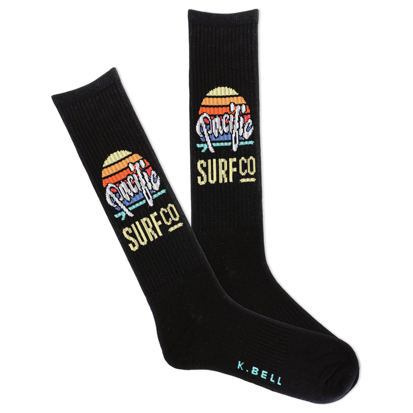 hot sox K.Bell Men's Pacific Surf Company Active Crew Socks Black