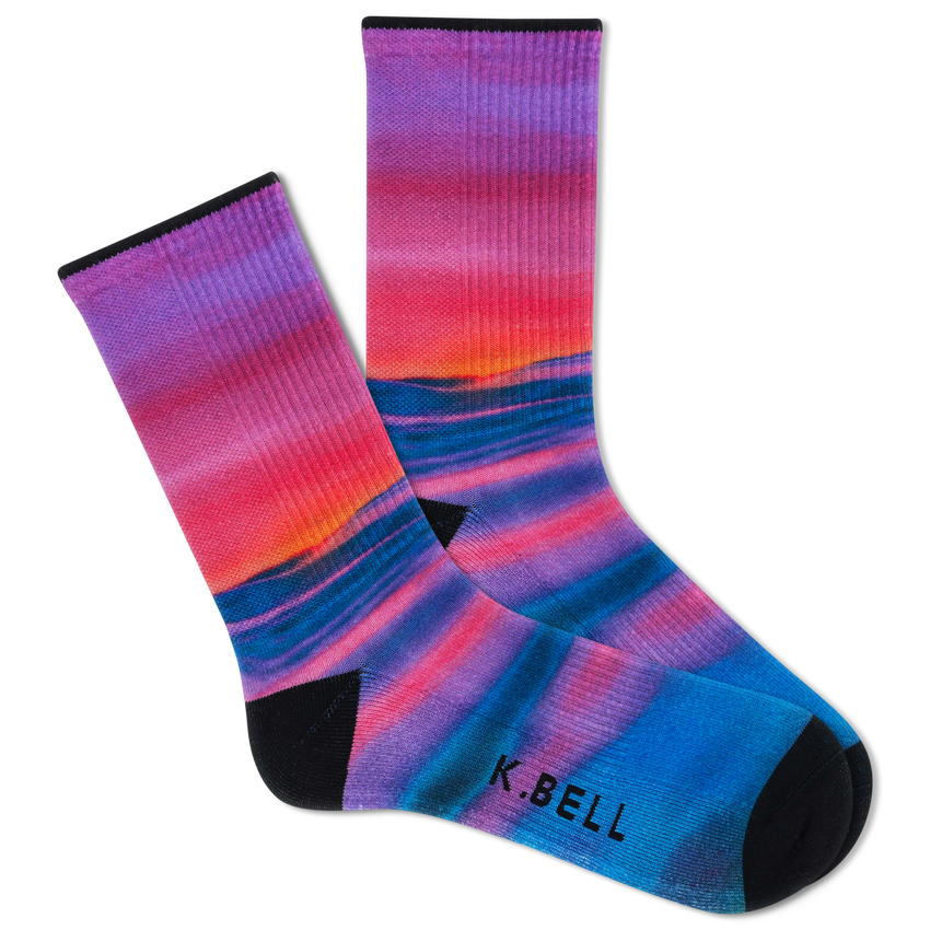 hot sox K.Bell Unisex American Made Sunset Waves Crew Socks Multicolored